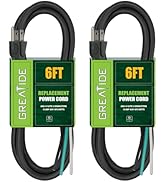 GREATIDE Industries Inc 3-Wire Appliance and Power Tool Cord, 6 ft, 14 AWG, 15A/125V AC, 1875w, B...