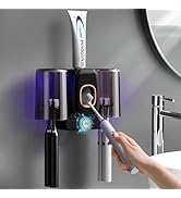 Toothbrush Holders for Bathrooms, Wekity Automatic Toothpaste Dispenser Space Saving Toothbrush a...