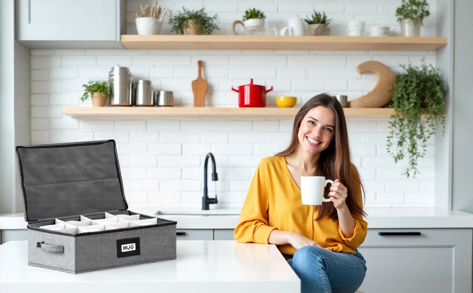 Mug Storage Box with Dividers