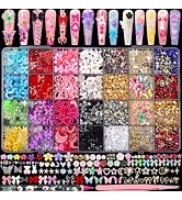 Rolybag 10000Pcs Nail Charms and Gems, Y2K 3D Charms Nail Rhinestones | Variety Bows Butterfly Fl...