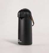 Black 3 liter airpot with wood accents and matte black finish