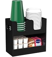 KEENWEGO Disposable Coffee Cup Dispenser with Handles, 2-Tier 3 Compartments Black Acrylic Paper ...