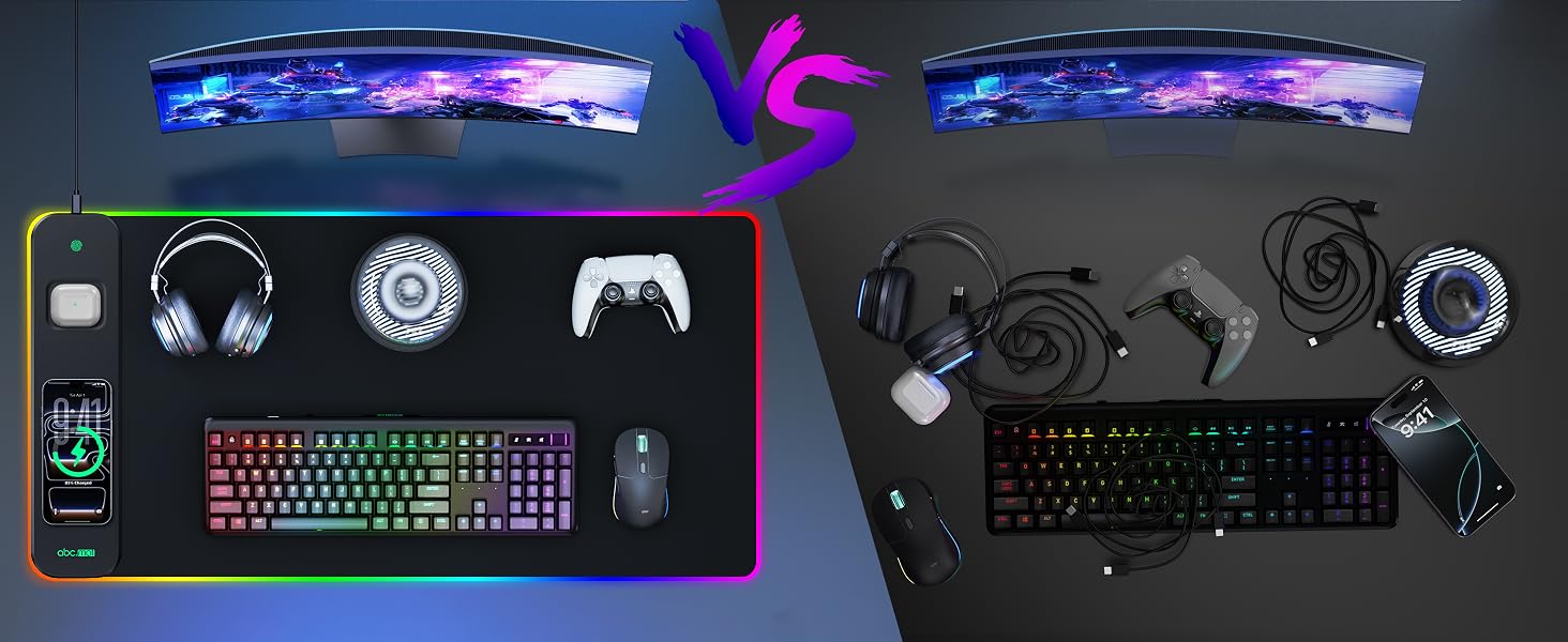 RGB gaming mouse pad with wireless charging
