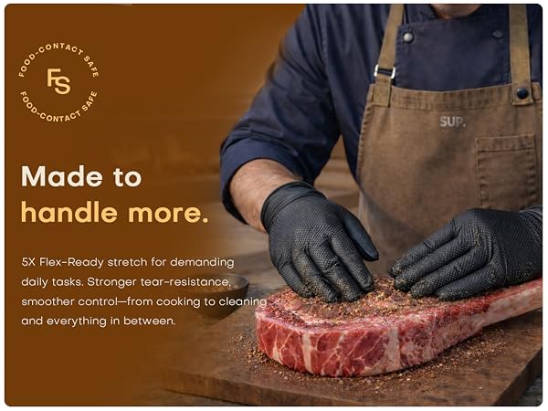 5X Flex-ReadY stretch for daily tasks tear-resistance smoother control cooking to cleaning 