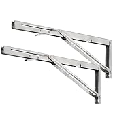 LSK 18 Inch Folding Shelf Brackets, Heavy Duty Stainless Steel Shelf Bracket Collapsible Shelf Br...