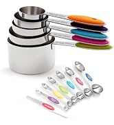 MiorBiit Measuring Cup and Spoon Set of 12, Includes 5 Stainless Steel Measuring Cups 6 Double-En...