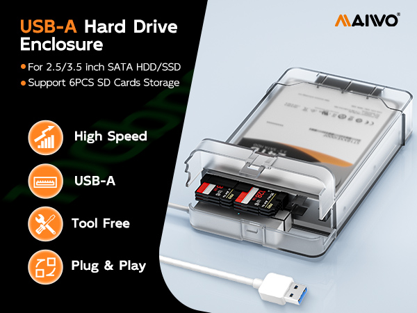 2.5 3.5" SATA external hard drive encloure sata to usb reader case