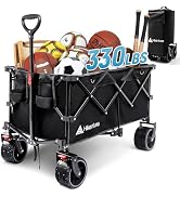 Hikenture Collapsible Wagon Cart, 330lbs Capacity Beach Wagons with Big Wheels for Sand, Heavy Du...