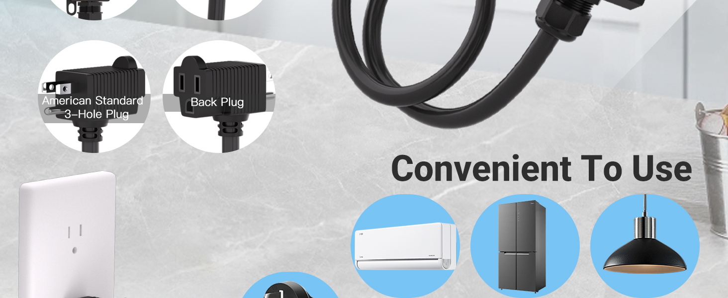 US-3-Prong Piggyback Switched Power Cord