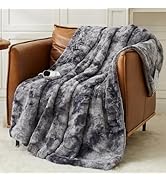 Homemate Heated Blanket Electric Throw - 50"x60" Heating Blanket Throw 1/2/4/6/8 Hours Auto-Off 1...