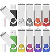 FEBNISCTE 32GB USB Flash Drive Bulk 10 Pack USB Drive 32 GB, Portable Zip Drive Swivel Memory Sti...