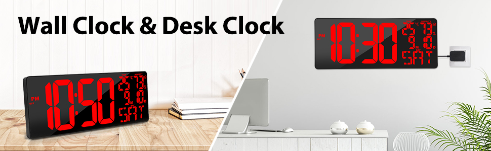 large digital wall clock with remote