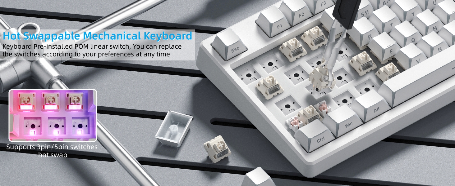 75% Wireless Mechanical Keyboard RGB Custom Creamy Keyboard gaming