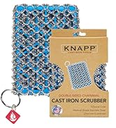 Knapp Made Combo Chainmail Cast Iron Scrubber with Silicone Core - Heavy Duty Rings and Fine Chai...