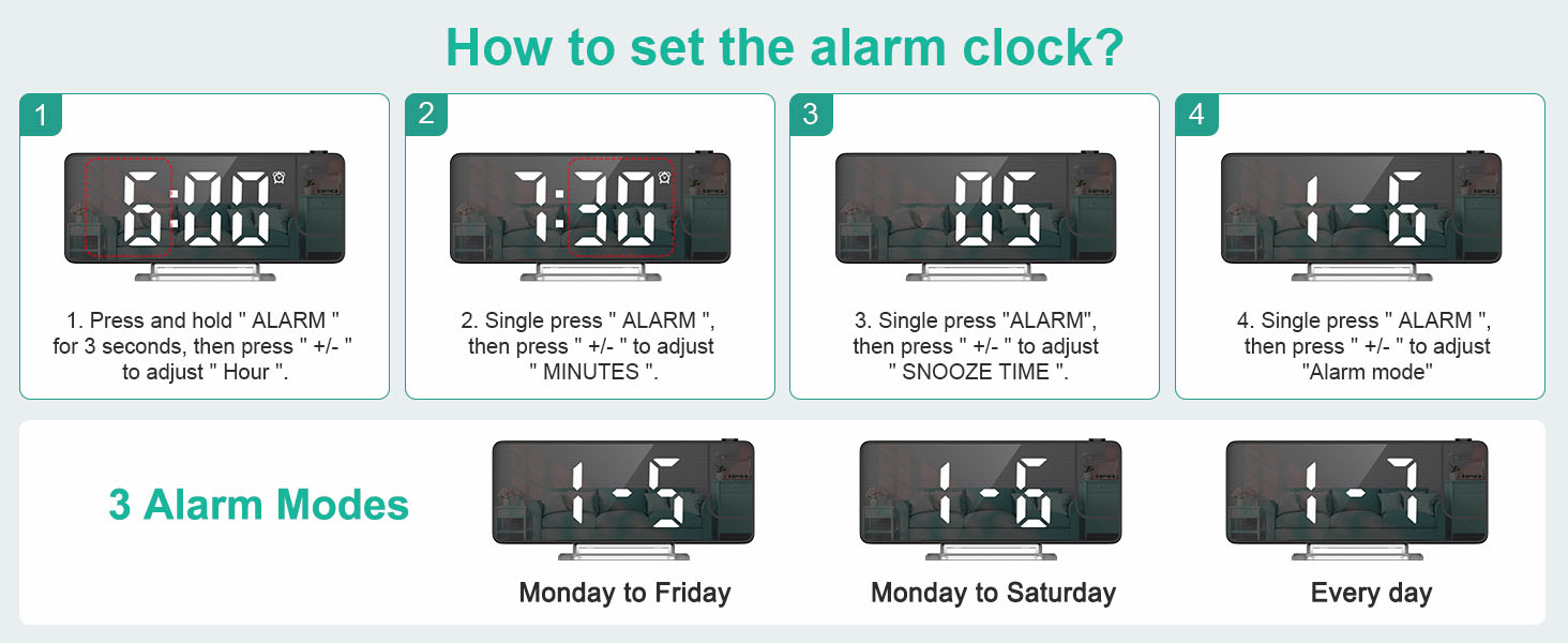 bedroom projection alarm clock