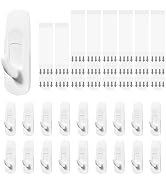 TEOYNGU Large Utility Hooks 20 Hooks + 22 Adhesive Strips,Damage Free Hanging Heavy Duty Hooks wi...
