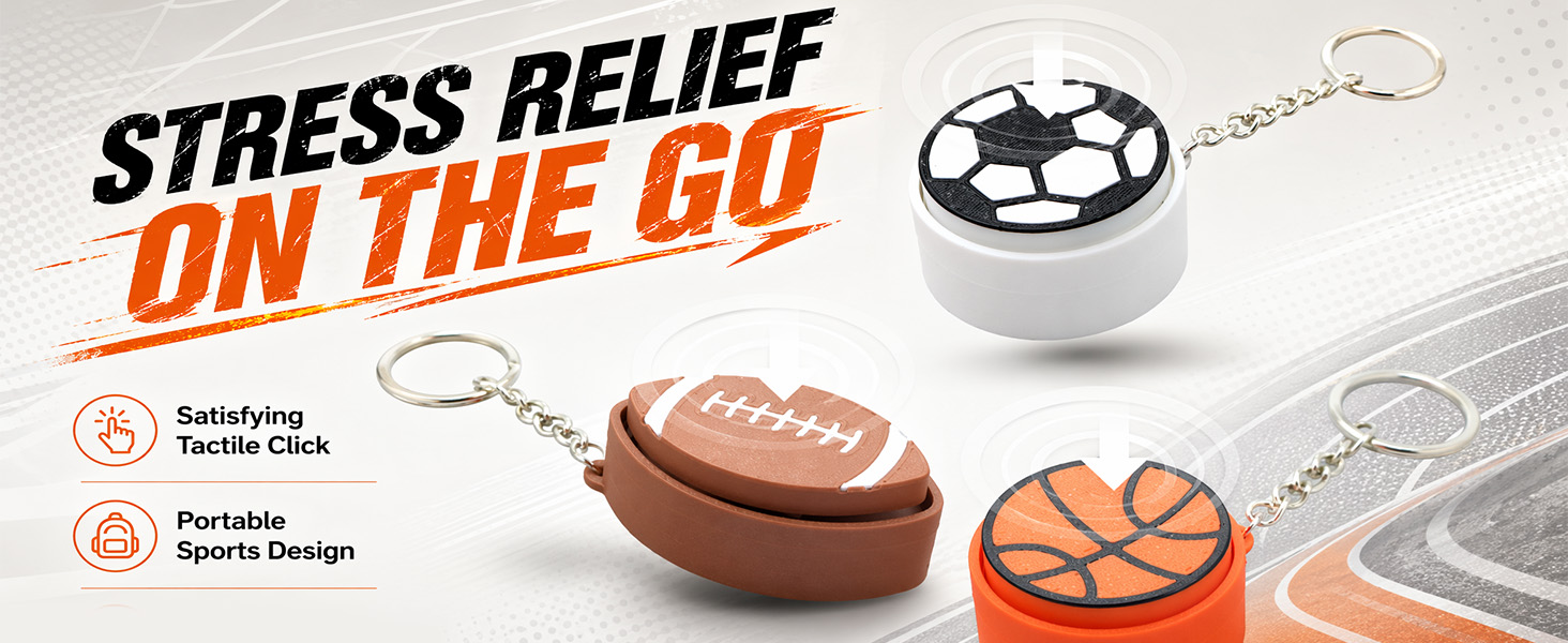 3-Pack Sports Balls Fidget Clicker Keychain