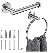 Brushed Nickel Toilet Paper Holder and Hand Towel Ring Set 2 Pieces Bathroom Hardware Accessories...