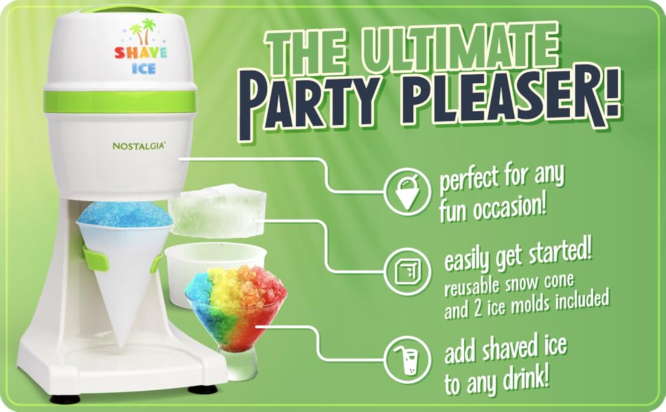 The Ultimate Party Pleaser - Shaved Ice Machine on green background - perfect for any occasion