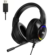 AOC ACG2510 Gaming Headset, Black Wired Over Ear Headphones with 50mm Drivers, RGB Lighting USB C...
