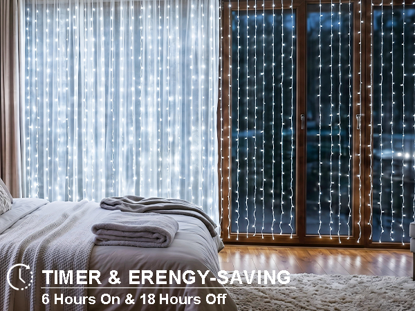 led curtain lights with timer