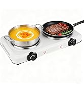 1800W Dual Electric Stove Infrared Dual Burner Portable Hot Plates Glass Double Cooktop Counterto...