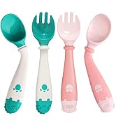 Deejoy Toddler Utensils with Travel Safe Case, Silicone Baby Spoons and Fork Set for Self Feeding...