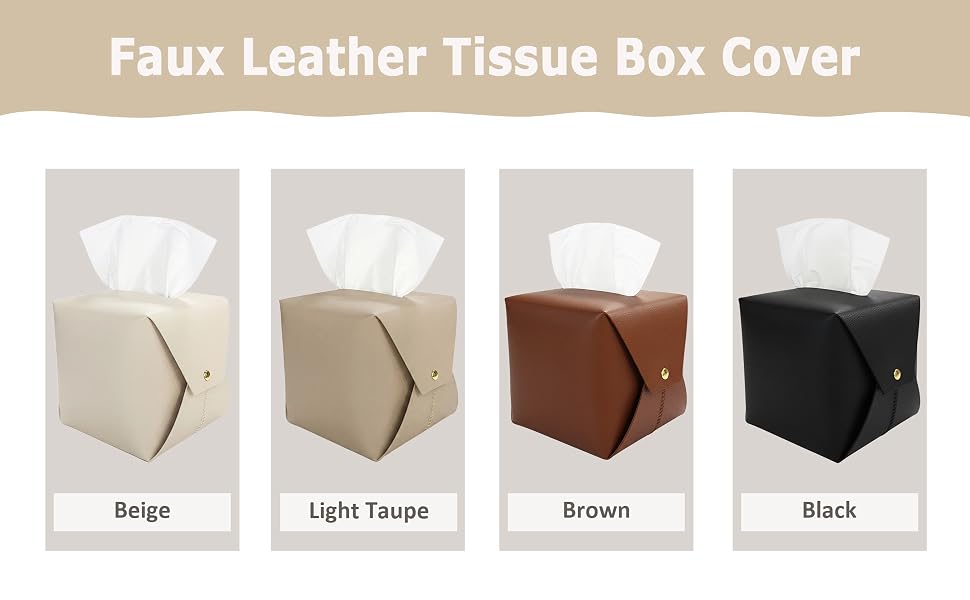 Faux Leather Tissue Box Cover