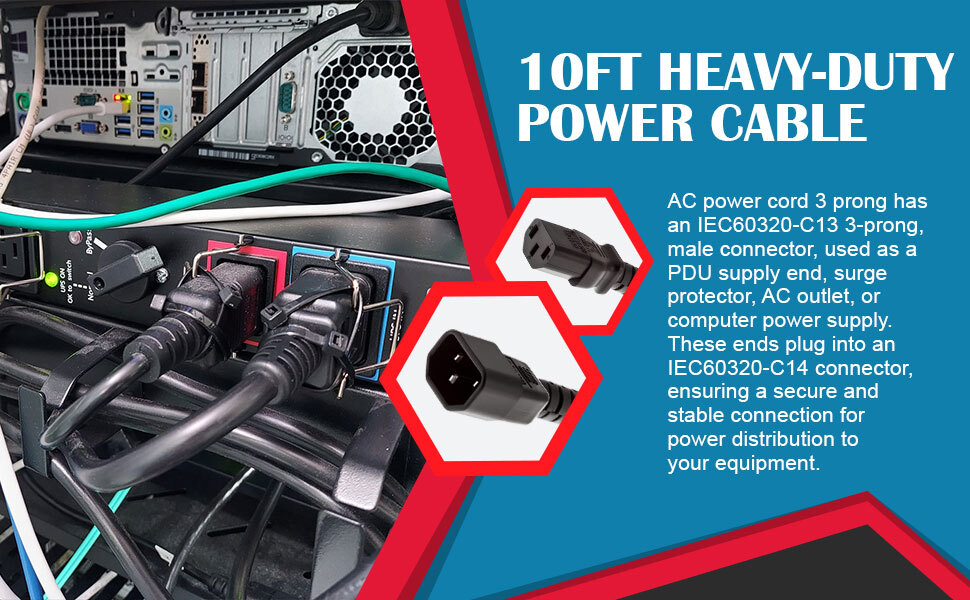 3 prong power cord 2ft extension cord c13 power cord 15 amp extension cord 3 prong ac power cord