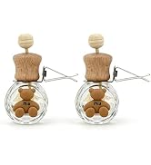 2 Pack Bear Car Vent Clip Diffuser Refillable Empty Glass Bottle | Wood cap glass diffuser with d...