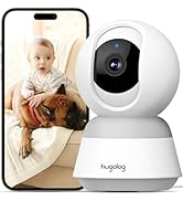 Hugolog 2K 3MP Indoor Pan/Tilt Security Camera with 12×Zoom,Ideal for Baby Monitor/Pet Camera/Hom...