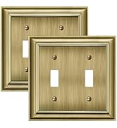 BESTTEN Double Toggle Light Switch Wall Plates, 2-Gang Metal Switch Plate Covers, Corrosion Resis...