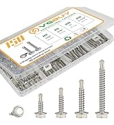 VGBUY 150Pcs Self Drilling Screws Assortment Kit, 410 Stainless Steel Self Tapping Sheet Metal Sc...
