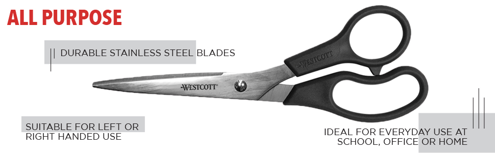 stainless steel scissors, soft handle scissors, straight scissors, bulk scissors, classroom scissors