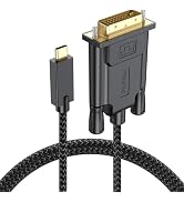 USB C to DVI Cable 3 Feet, Type C to DVI (One-Directional) Cord Braided 1080P@60Hz for Monitor La...