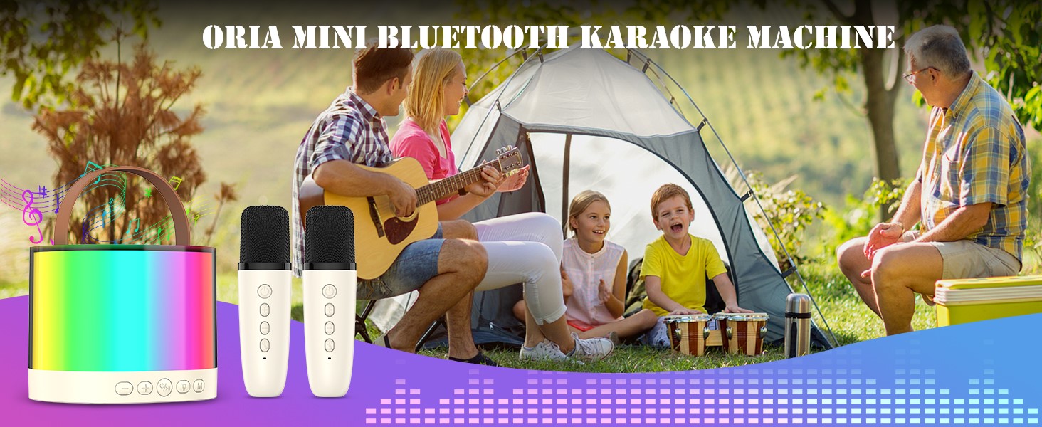 Mini Karaoke Machine, Bluetooth Karaoke Speaker with 2 Wireless Microphones