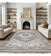 PURRUGS Vintage Farmhouse Boho Large Area Rug 8x10 ft, Non-Slip Machine Washable Rug, Accent Orie...