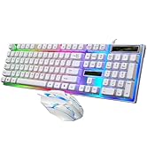Gaming Keyboard and Mouse Wired 60 Percent Keyboard Portable Light Up Keyboard for Computer Lapto...