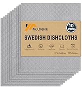 MoLKENE Swedish Dishcloths for Kitchen | 10 Pack Absorbent Cellulose Sponge Cloths Washable | Non...