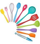 TeamFar Kitchen Utensils, 11 PCS Silicone Cooking Utensils Spatula Set Heat Resistant For Nonstic...