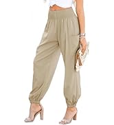 Dokotoo Womens Summer Boho Business Casual Smocked 2026 High Waisted Cargo Summer Long Elephant P...