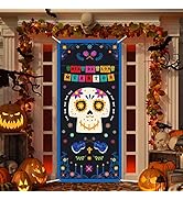 Day of The Dead Door Cover Dia de Los Muertos Sign Door Decorations Mexican Fiesta Hanging Wall D...