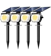 btfarm 4 Pack Solar Spot Lights Outdoor Waterproof IP65-1000LM 52 LED Solar Spotlights Uplights w...