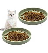 Silicone Cat Bowl, Shallow Relief Whisker Fatigue Cats Food Bowls Non-Slip Kitten Dish Plates for...
