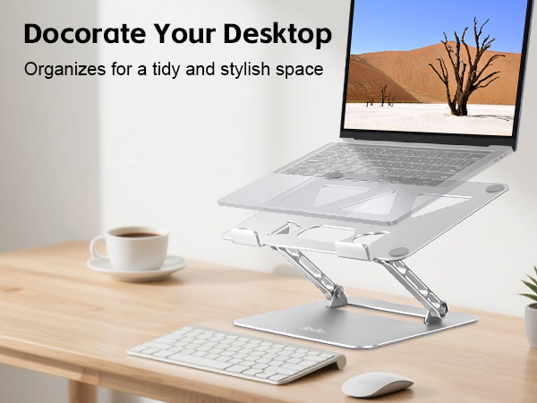 Laptop riser for desk creates extra workspace, keeping your desk tidy and better organized