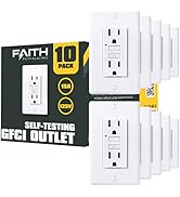 Faith [10-Pack] 15A GFCI Outlets, Non-Tamper-Resistant GFI Duplex Receptacles with LED Indicator,...