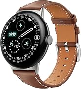 Miimall Leather Band for Google Pixel Watch 4/3 45mm Bands for Men Women, Quick Release, Soft Gen...