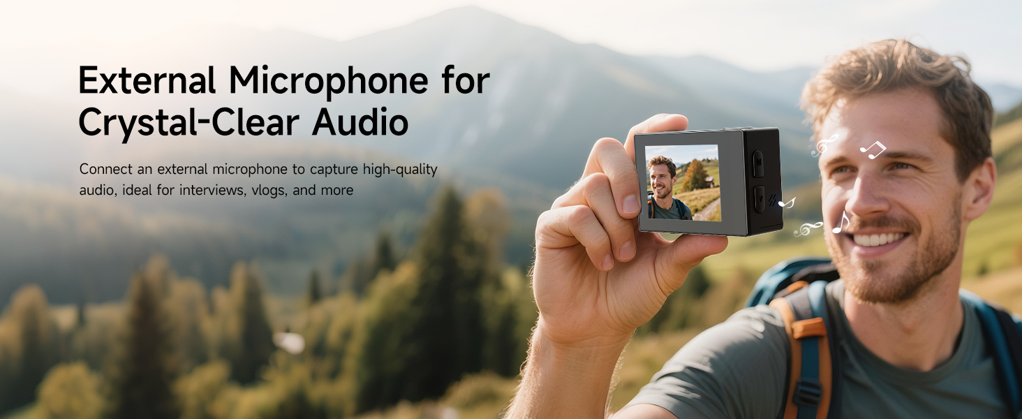 with Wired Microphone action camera