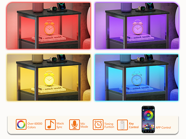 bedside table with outlets