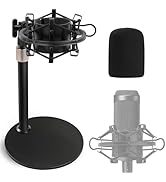 Frgyee Audio Technica Mic Stand with Shock Mount Foam Windscreen, AT2020 Microphone Stand with Po...